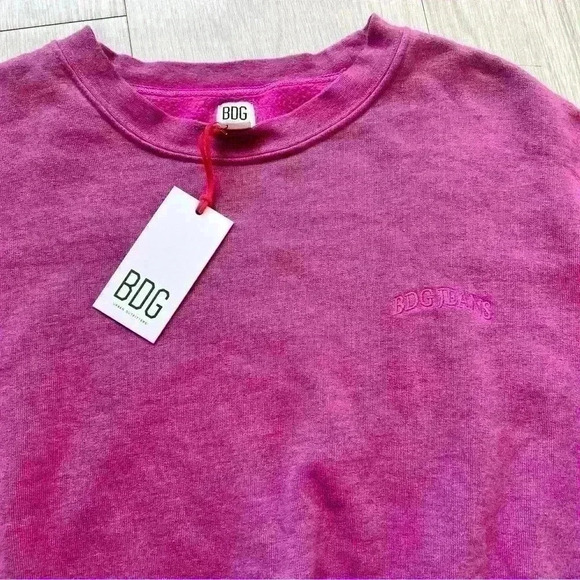 NWT BDG URBAN OUTFITTERS Cropped Bubble Hem Sweatshirt Purple Size S - Picture 2 of 4